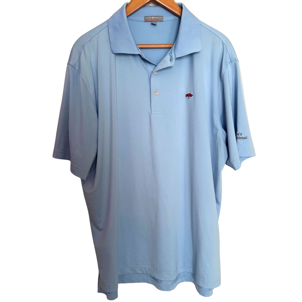 Peter Millar Summer Comfort Polo Shirt Mens L Blue St Johns International Golf